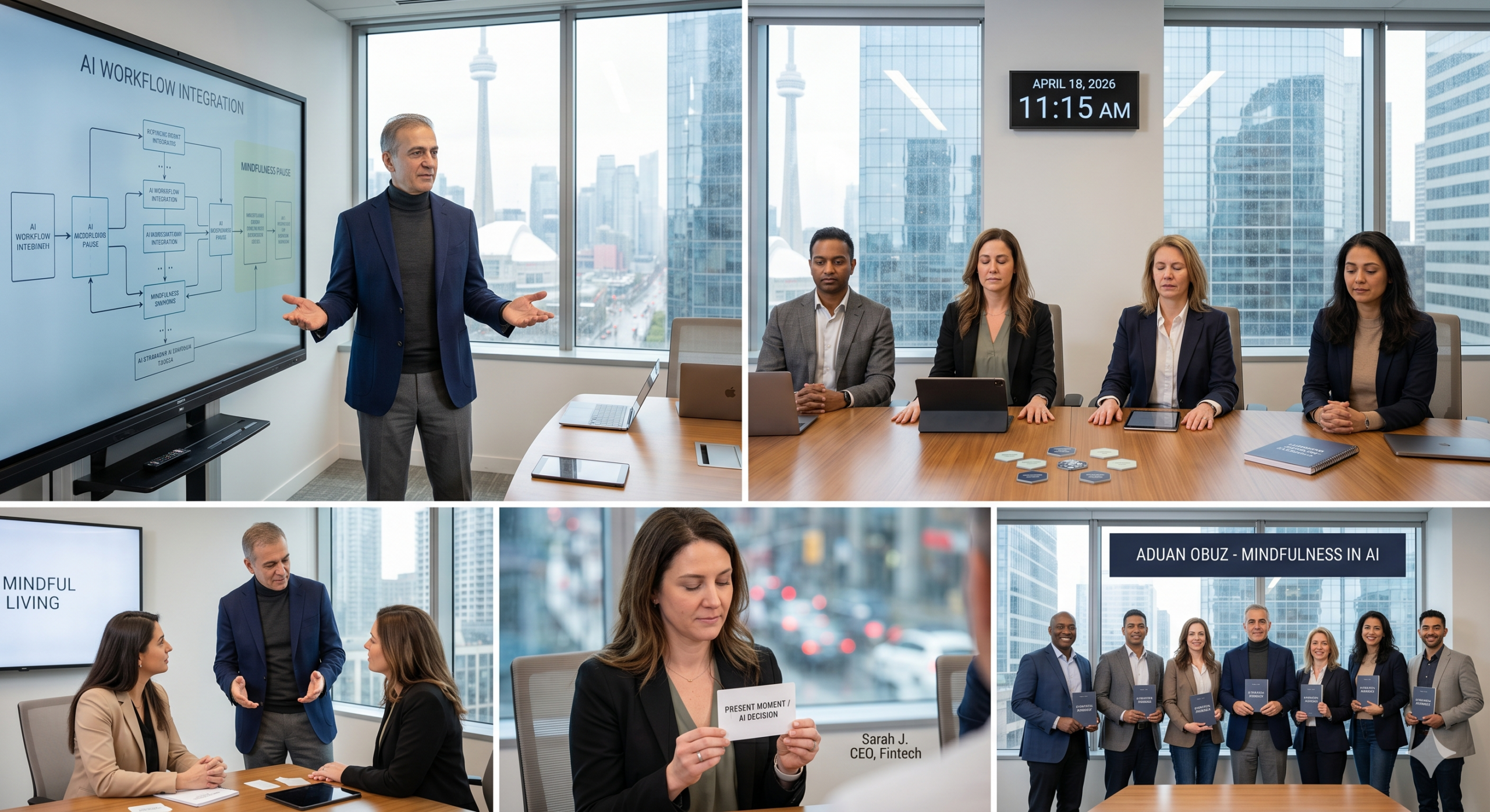 Adnan Obuz guiding mindfulness practices within AI workflows for busy Toronto executives 2026